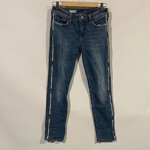 Pilcro and the Letterpress Blue Straight Leg Jeans with Multicolor Trim